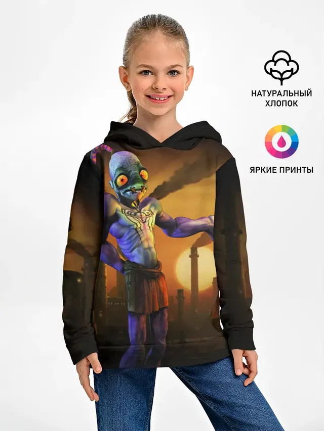 Детское худи с принтом «Retro Games — Oddworld»