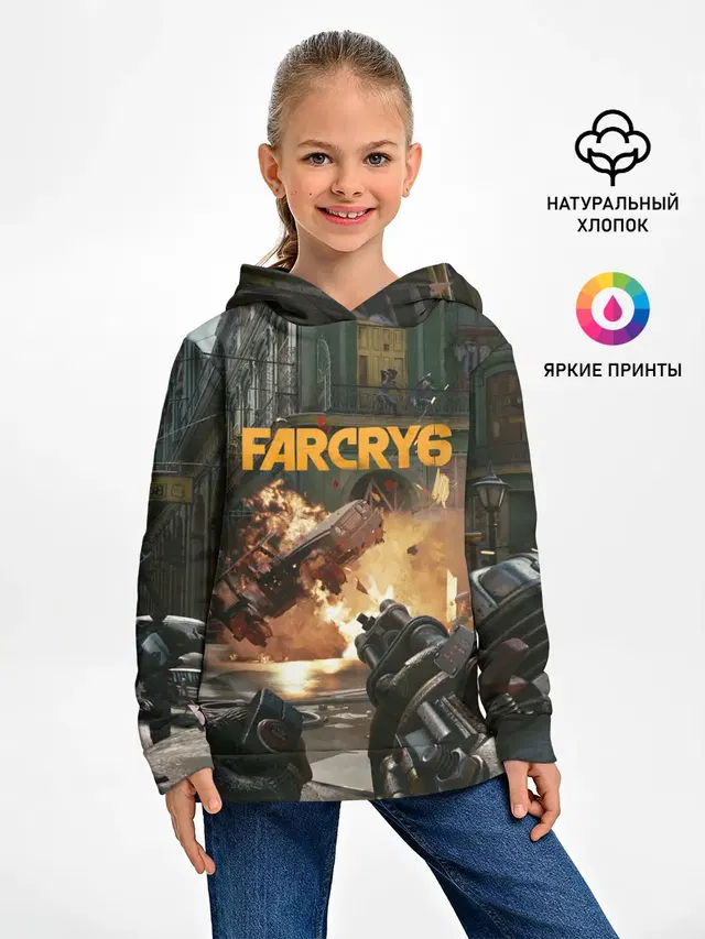 Детское худи с принтом «Explosion — Far Cry 6 gameplay art»