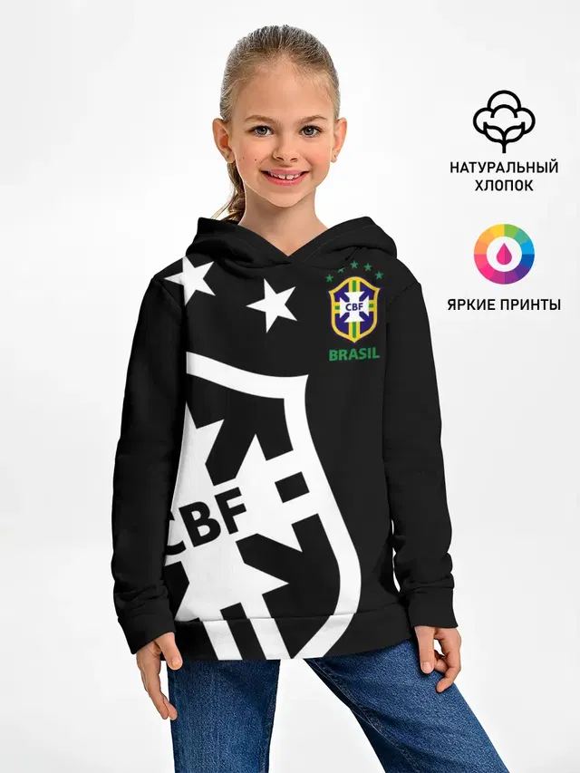 Детское худи с принтом «Сборная Бразилии — Brazil Exclusive»