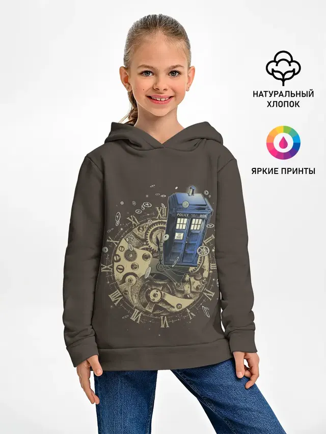 Детское худи с принтом «Доктор Кто — Tie to Tardis»