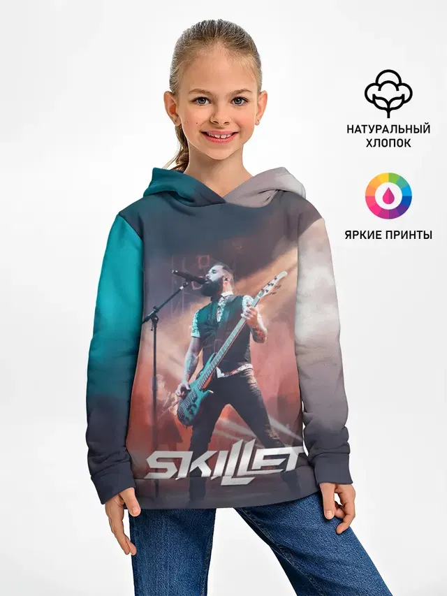 Детское худи с принтом «Skillet — John Cooper»