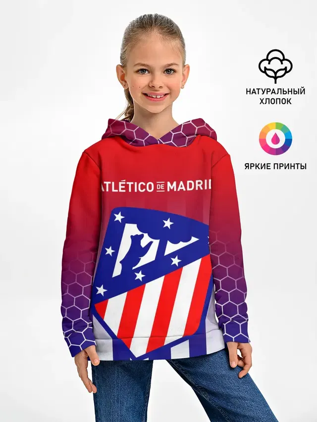 Детское худи с принтом «Football club — ATLETICO DE MADRID — АТЛЕТИКО»