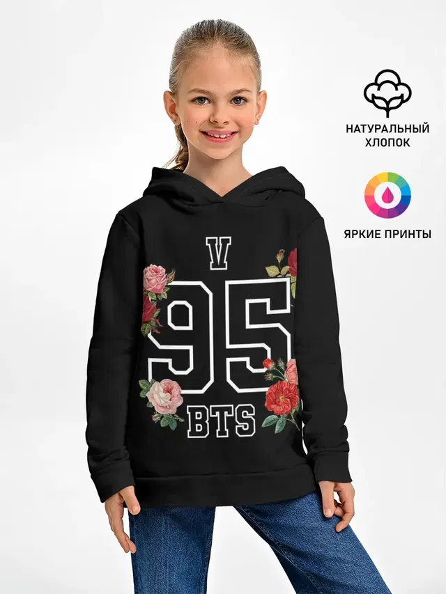 Детское худи с принтом «BTS — V 95 BTS»