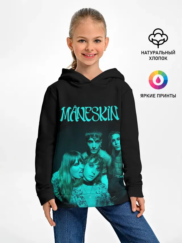 Детское худи с принтом «Maneskin — Maneskin. Fisheye Faces»