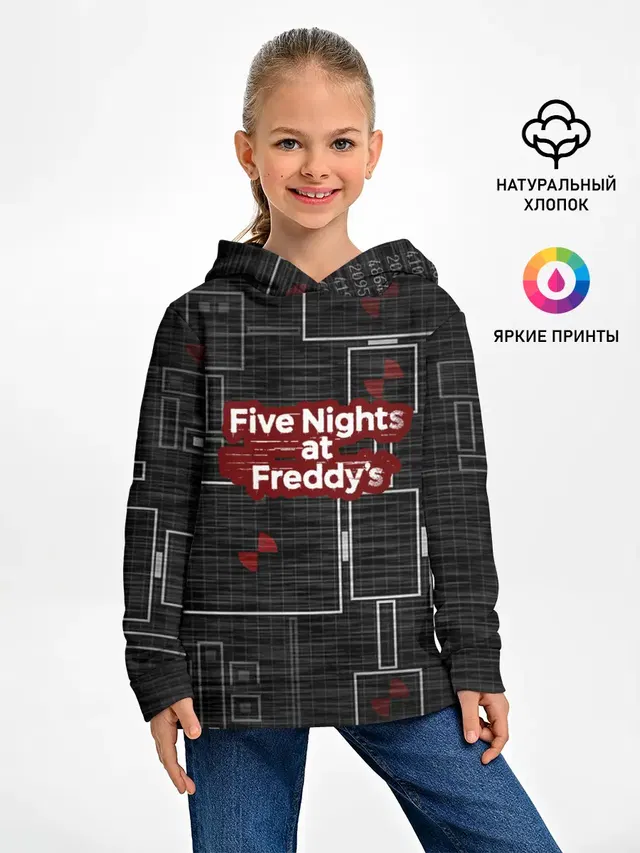 Детское худи с принтом «Security Camera Map — Five Nights At Freddy»