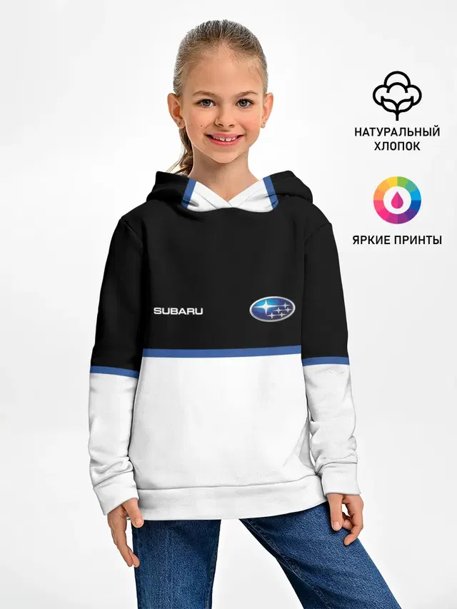 Детское худи с принтом «Subaru — Два цвета»