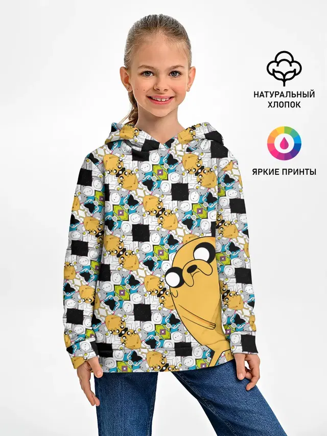Детское худи с принтом «Время приключений — Jake Adventure Time»