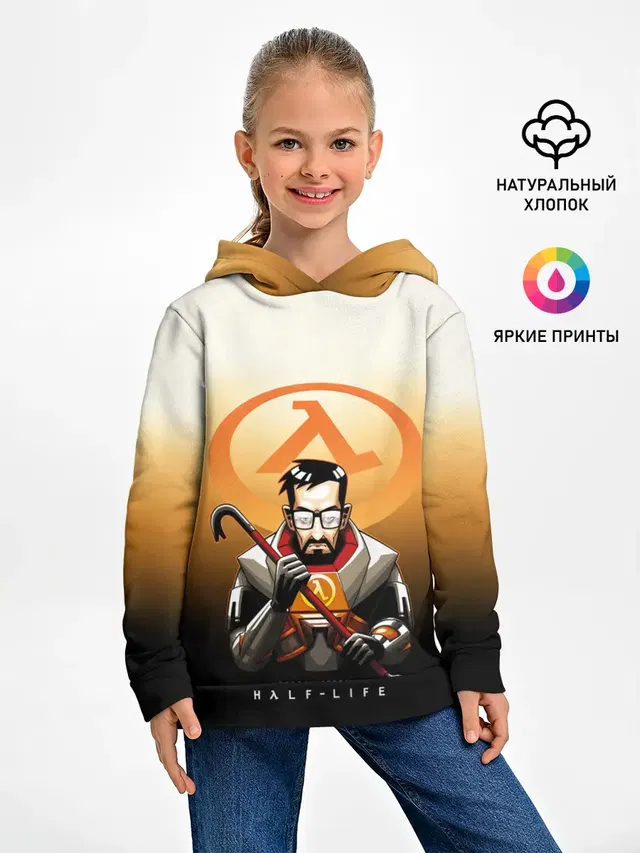 Детское худи с принтом «Freeman Half-Life — FREEMAN»