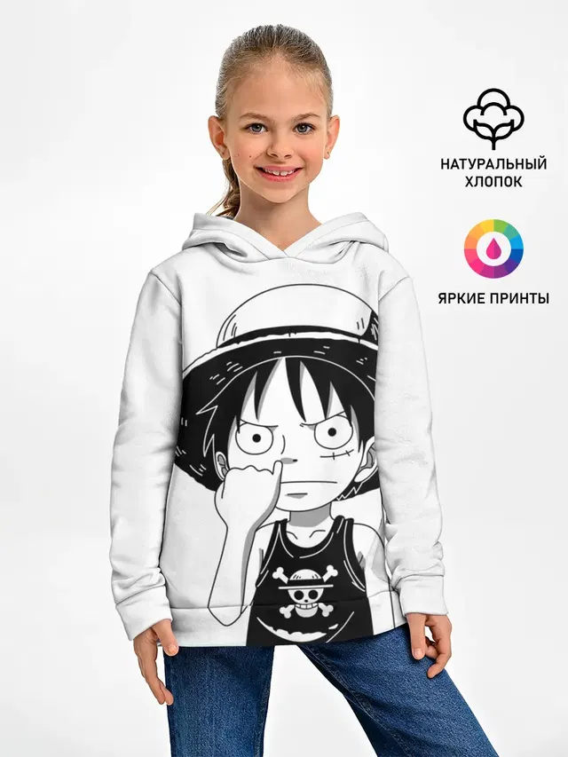 Детское худи с принтом «Ван Пис — палец в носу One Piece»