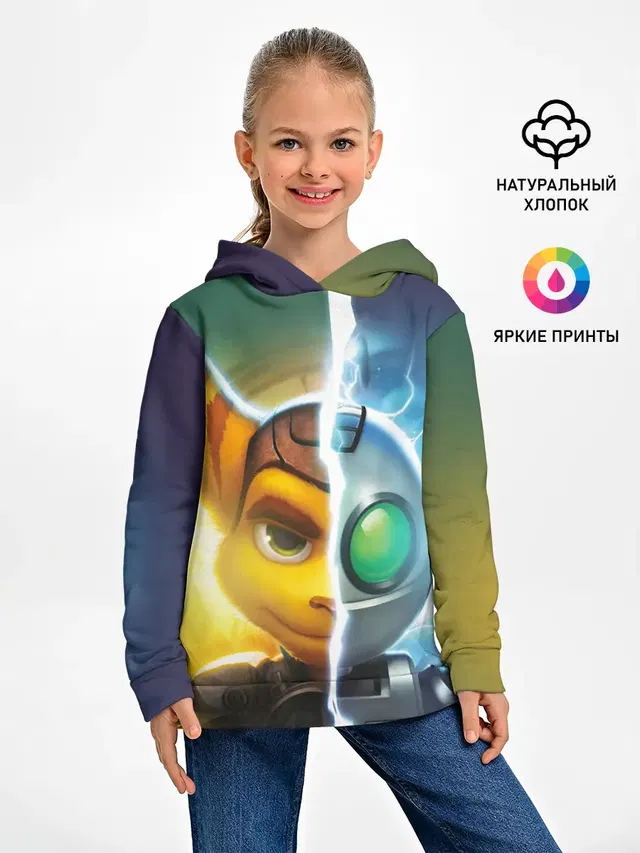 Детское худи с принтом «Ratchet & Clank — Рэтчет и Кланr»