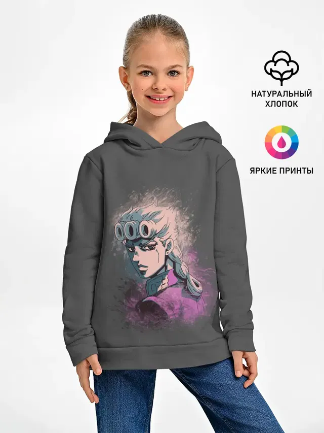 Детское худи с принтом «ДжоДжо — Giorno Giovanna. Paints»