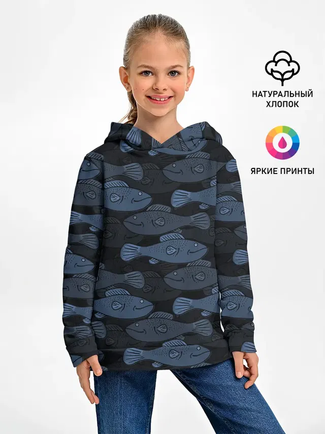 Синие рыбы на темном фоне
