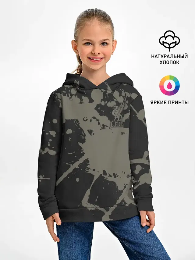 Детское худи с принтом «Paint splatter — Liverpool F.C.»