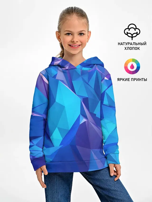 Детское худи с принтом «Pop Art — NEON CRYSTALLS»