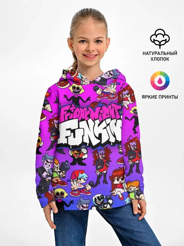 Детское худи с принтом «Friday Night Funkin Герои — ГЕРОИ»