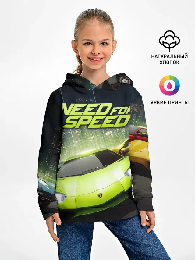 Детское худи с принтом «Lamborghini — Need for Speed»