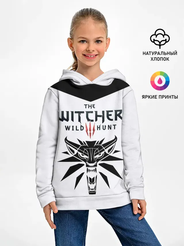 Детское худи с принтом «Wolf School Medallion — THE WITCHER 3: WILD HUNT»