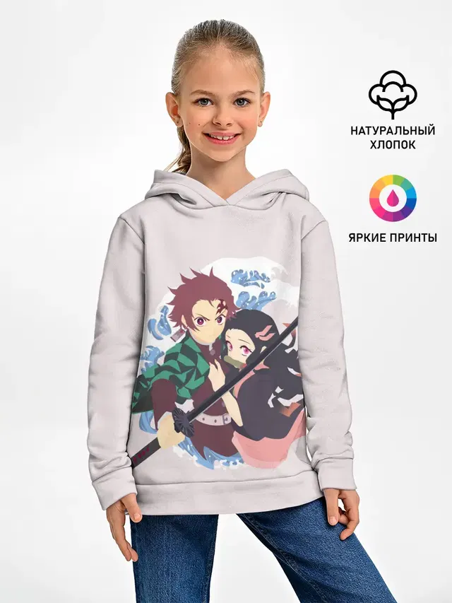 Детское худи с принтом «Tanjiro Kamado — Tanjirou & Nezuko»