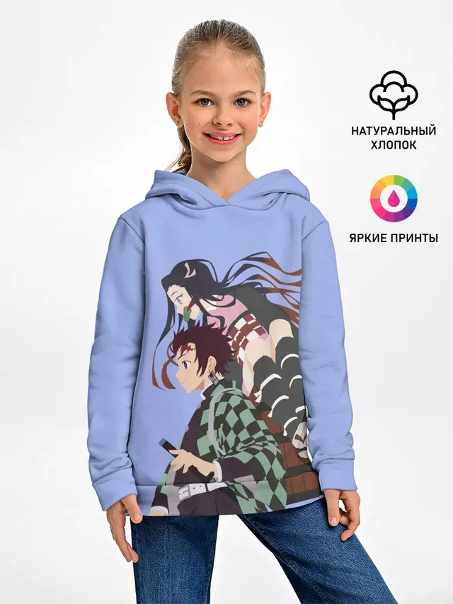 Детское худи с принтом «Tanjirou & Nezuko»