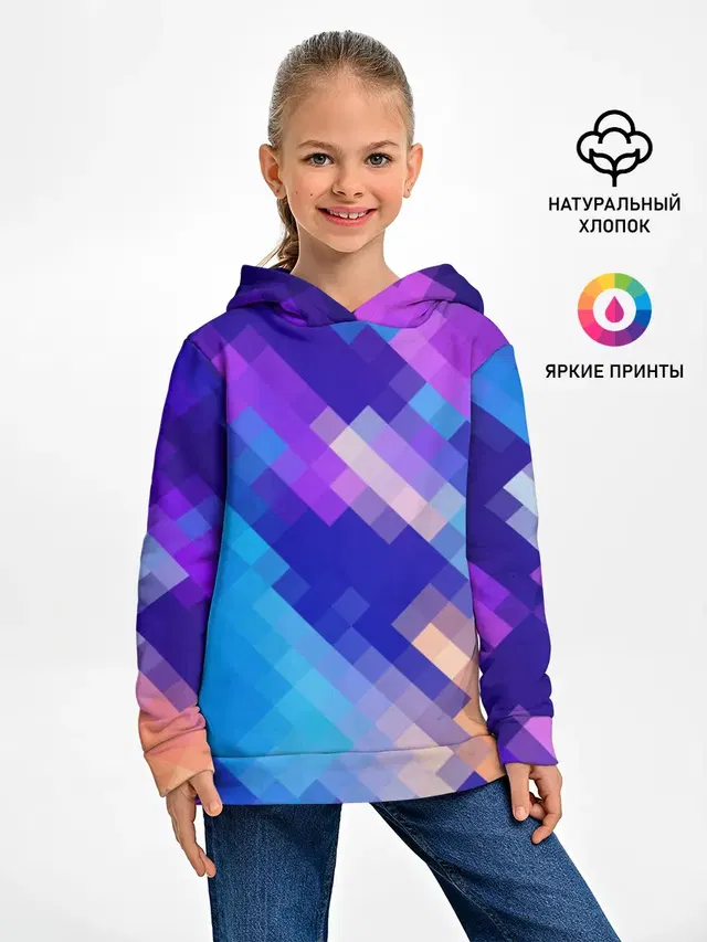 Детское худи с принтом «Pixelated pattern — Пикси»