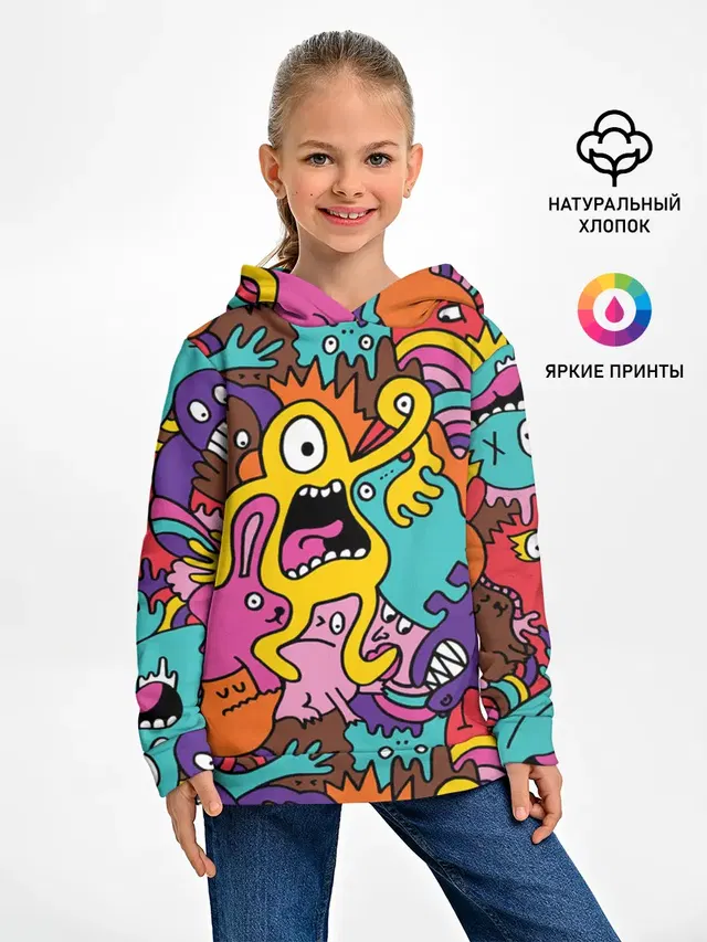 Детское худи с принтом «Pop Art — crazy abstraction»