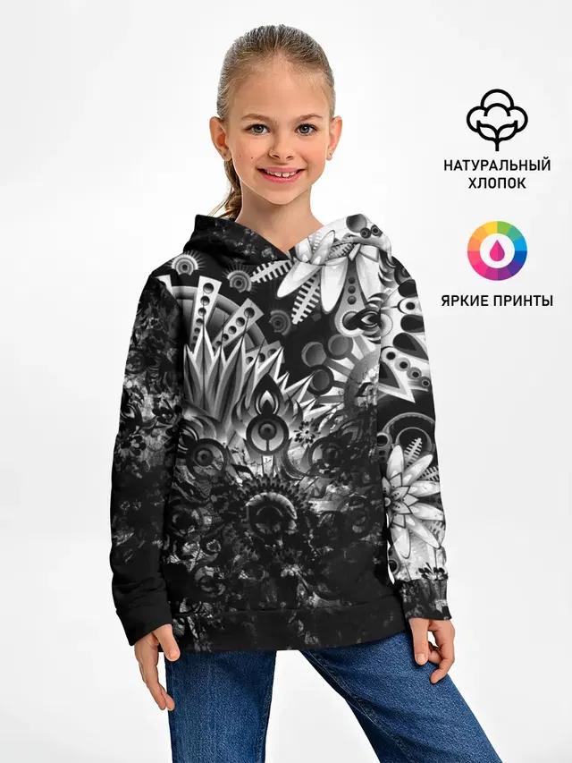 Детское худи с принтом «Узоры — Floral Pattern»