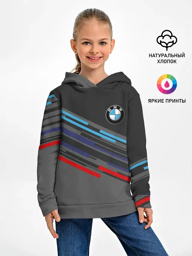 Детское худи с принтом «BMW — BMW BRAND COLOR»