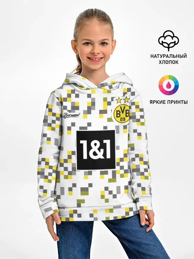 Детское худи с принтом «Pixelated camouflage — BORUSSIA резервная сезон 20/21»