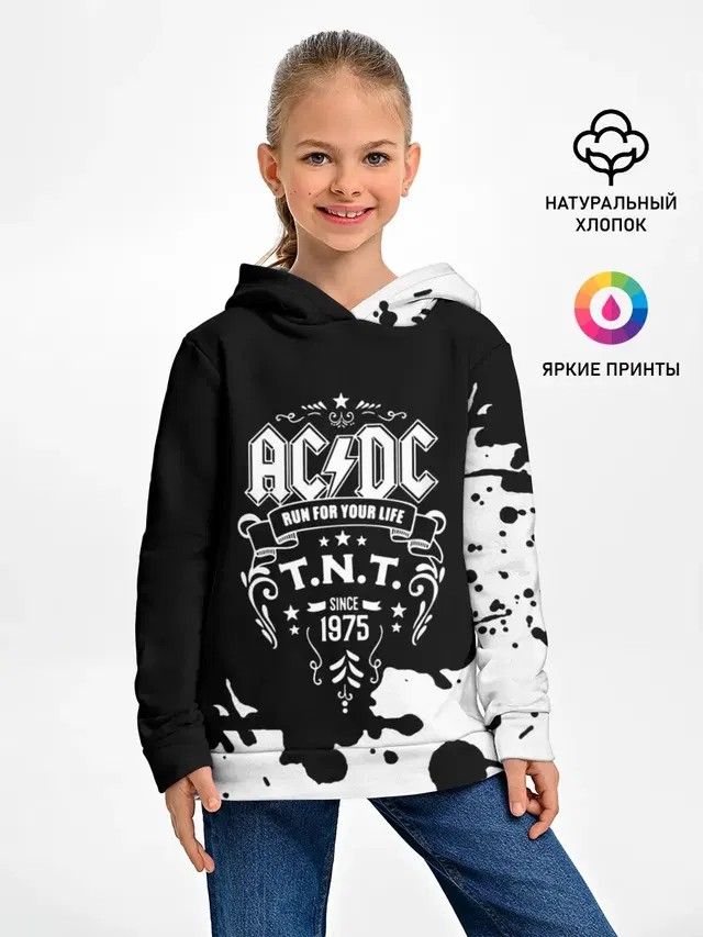 Детское худи с принтом «1975 — AC/DC T.N.T.»