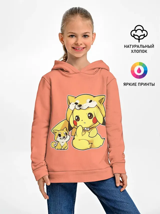 Детское худи с принтом «Пикачу — Pikachu Pika Pika»