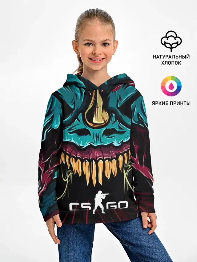 Детское худи с принтом «Counter-Strike — CS GO hyper beast skin»