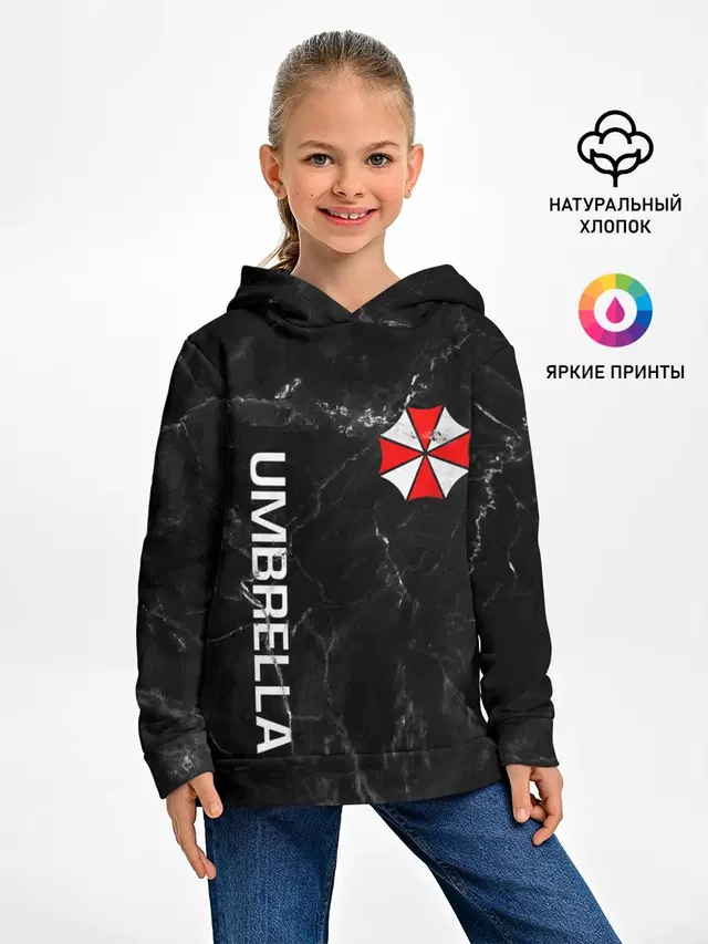 Детское худи с принтом «Marble texture — UMBRELLA CORP»