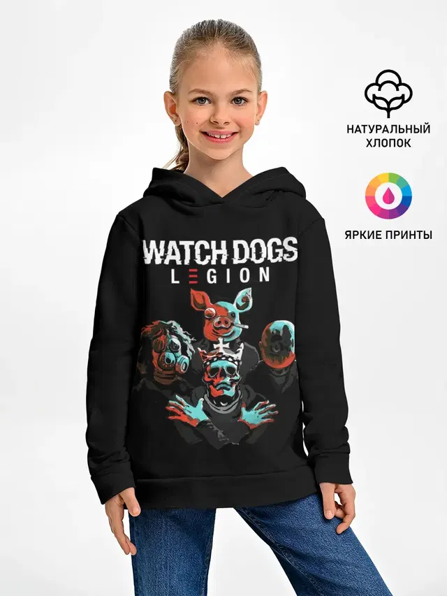 Детское худи с принтом «Gas mask — Watch Dogs Legion»