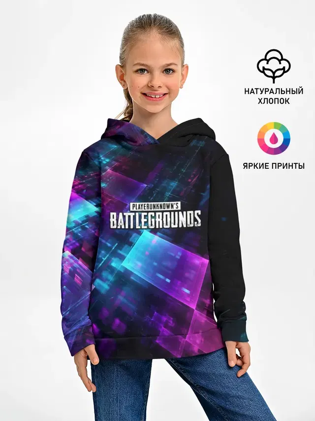 Детское худи с принтом «ПАБГ — Pubg neon style 2019»