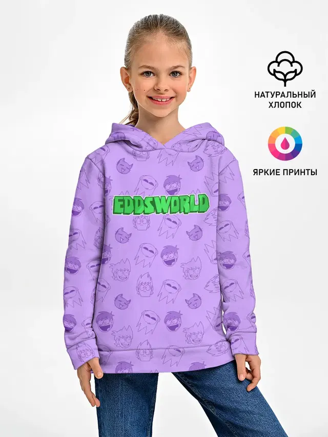 Детское худи с принтом «Eddsworld — Pattern EDDSWORLD»