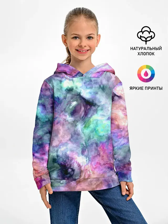 Детское худи с принтом «Абстракция — Color splashes»