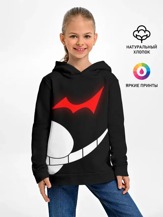 Детское худи с принтом «monokuma пол лица»