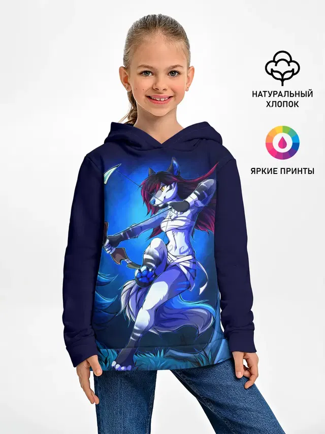 Детское худи с принтом «Разные звери — Furry warrior»