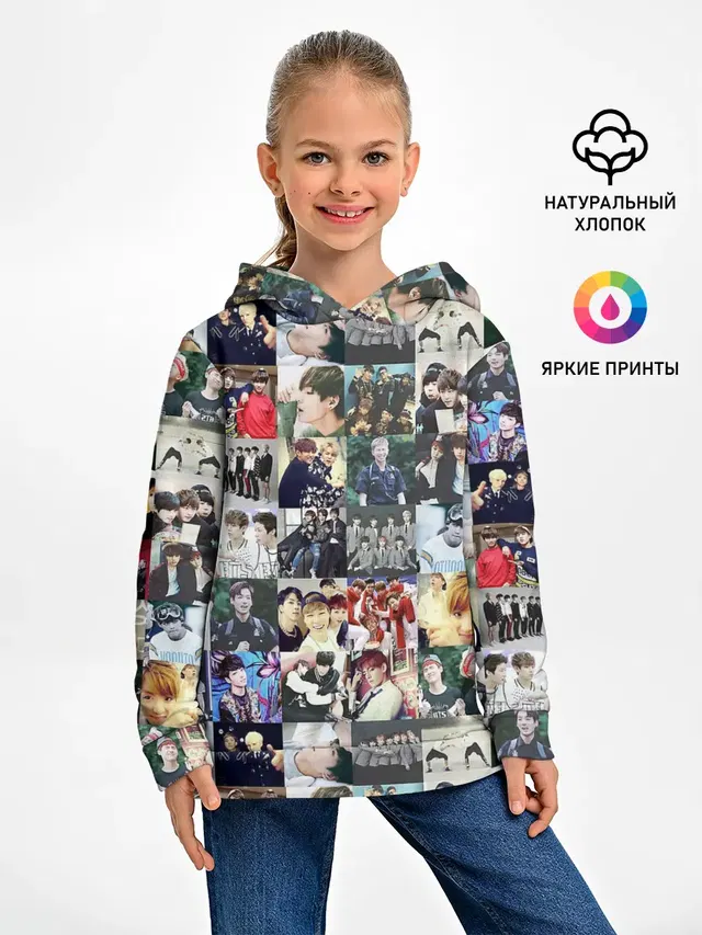 Детское худи с принтом «BTS — BTS Collage»