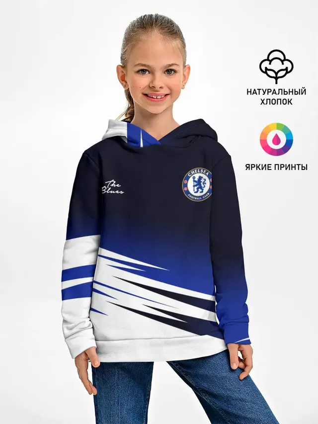 Детское худи с принтом «Челси — CHELSEA разминочная 19/20»