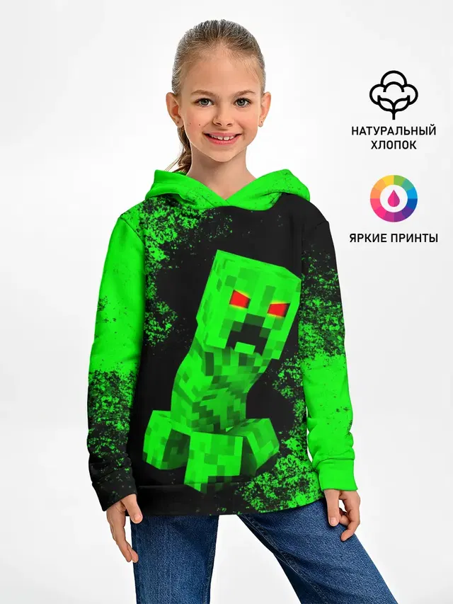 Детское худи с принтом «Майнкрафт — MINECRAFT CREEPER»