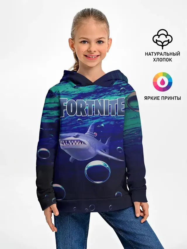 Детское худи с принтом «Фортнайт — Loot Shark Fortnite»