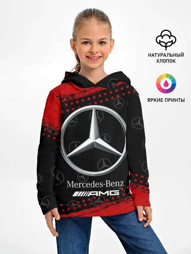 Детское худи с принтом «Merсedes — MERCEDES — МЕРСЕДЕС»