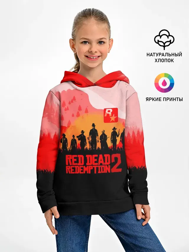Детское худи с принтом «Rockstar Games — RED DEAD REDEMPTION 2»