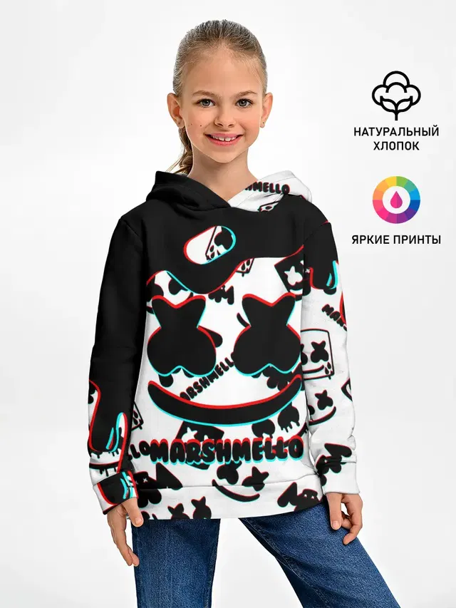 Детское худи с принтом «Marshmello — MARSHMELLO GLITCH.»