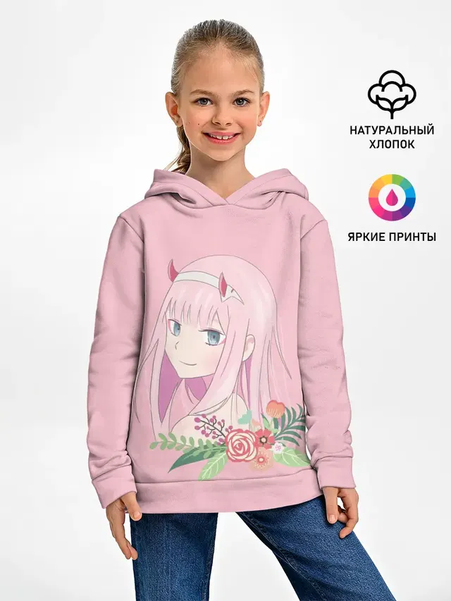 Детское худи с принтом «Pink Zero Two»