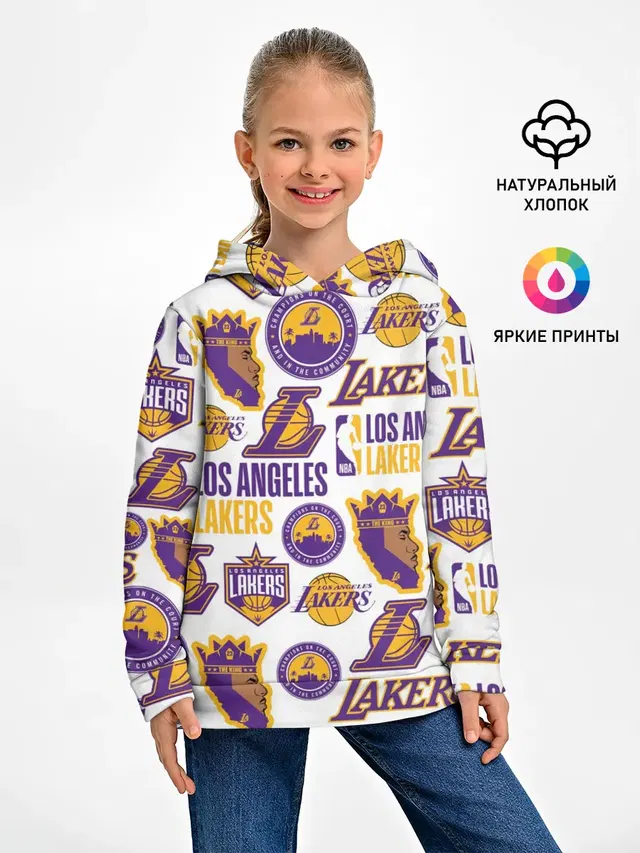 Детское худи с принтом «Лейкерс — LAKERS LOGO»