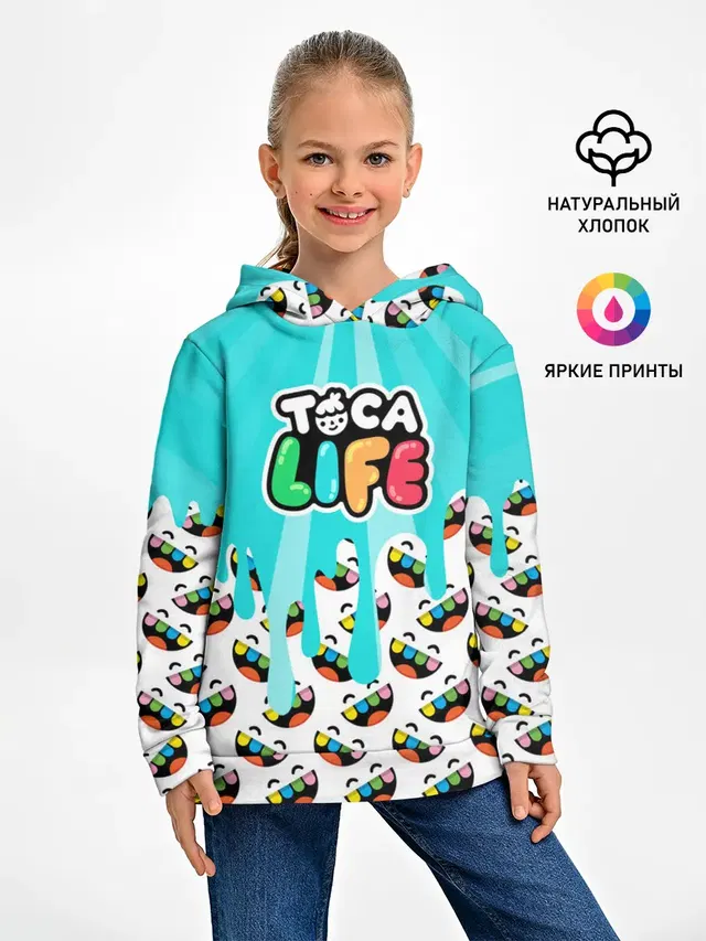 Детское худи с принтом «Toca Boca — TOGA LIFE»