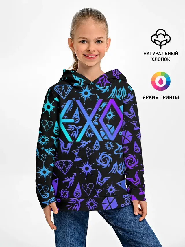 Детское худи с принтом «Exo — EXO K-POP — LogoBombing»