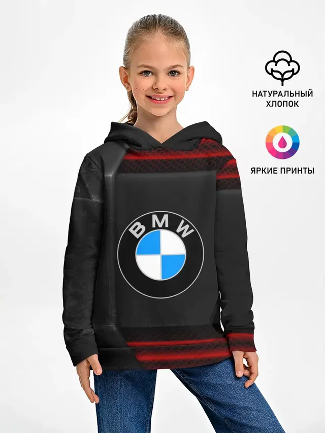 Детское худи с принтом «BMW — bmw auto sport»